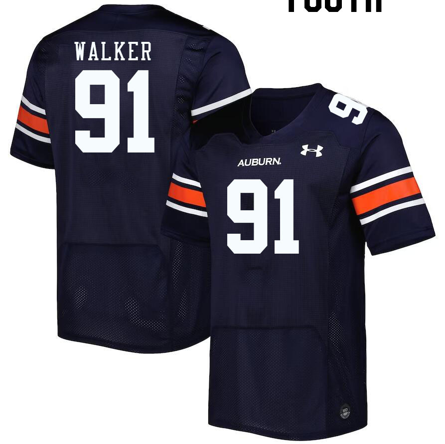 Youth Auburn Tigers #91 Zykeivous Walker Navy 2023 College Stitched Football Jersey